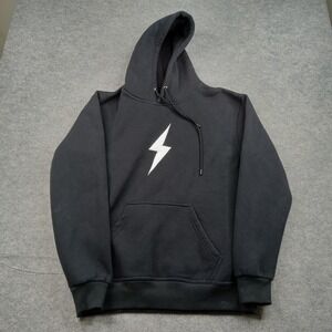 BRUCE BOLT Hoodie Mens Large Black Lightning Bolt Graphic Pullover Sweatshirt
